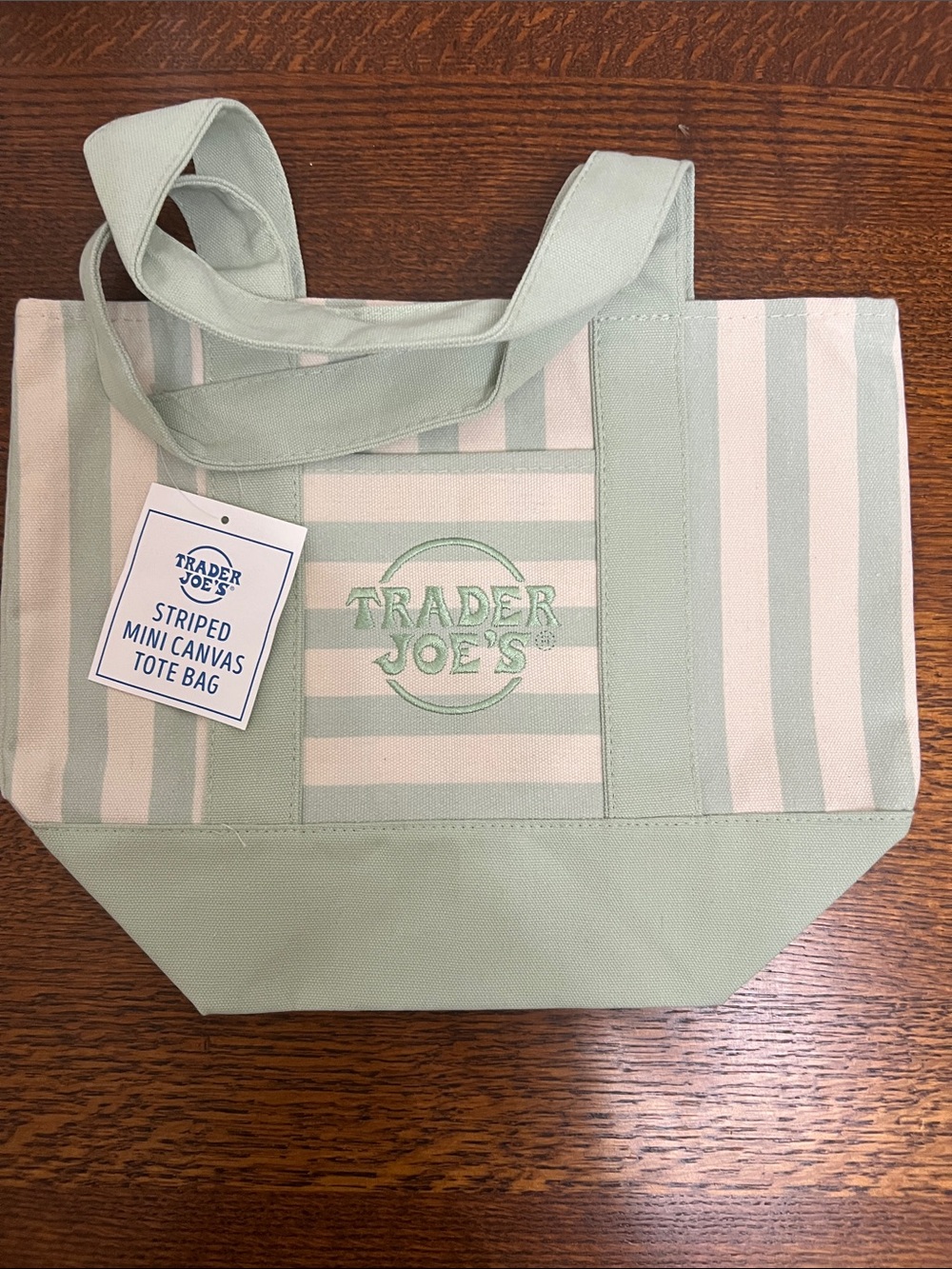 New Edition Summer 2026 Trader Joe’s Mini Tote Bags - Mint green striped NWT